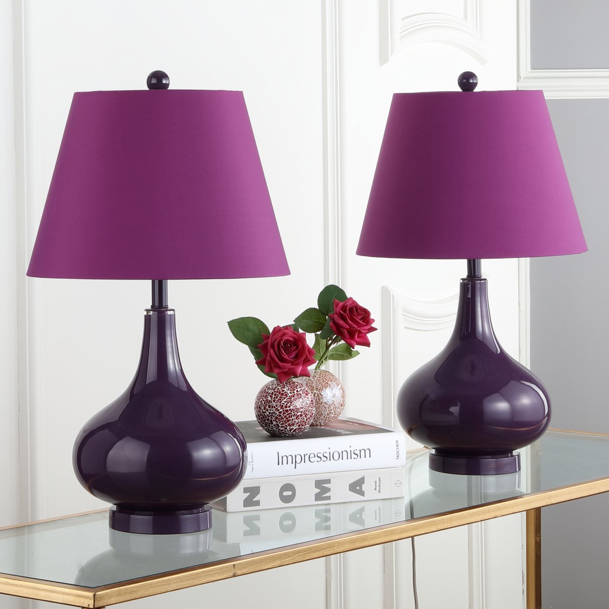 SAFAVIEH Amy Gourd Table Lamp (Set Of 2) , Dark Purple ,