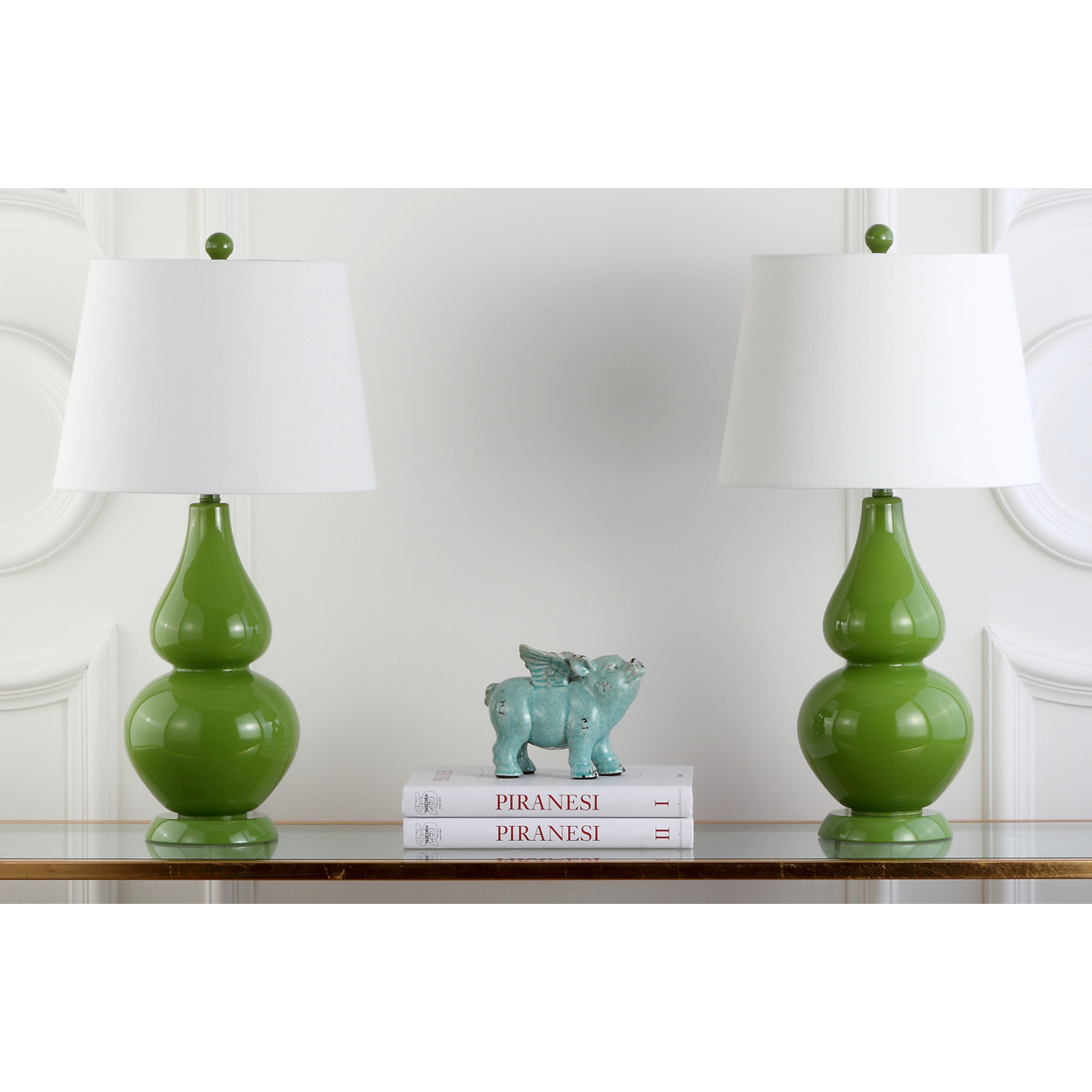 SAFAVIEH Cybil Double Gourd Table Lamp (Set Of 2) , Green ,