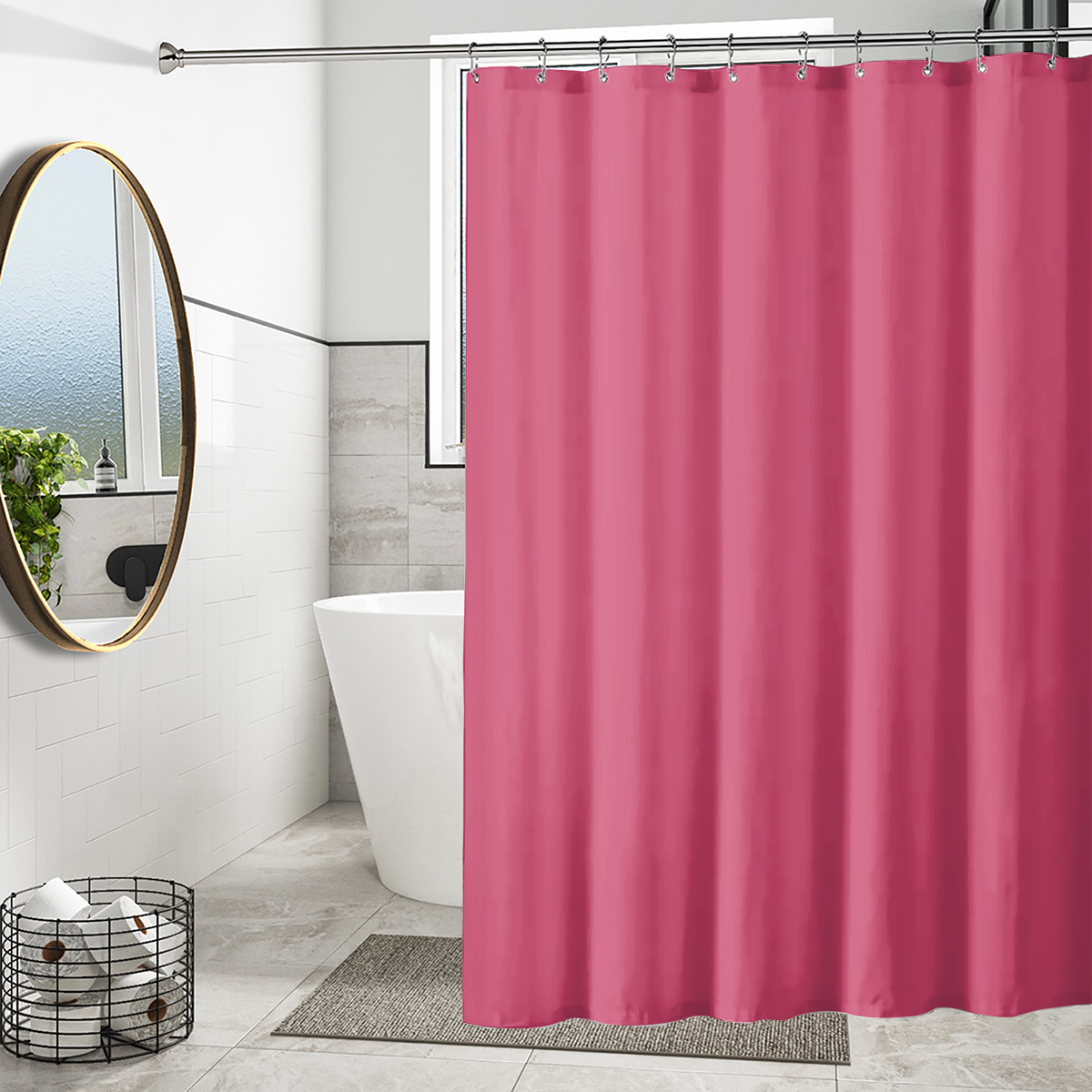 Mildew Resistant Waterproof Vinyl Magnet Grommet Shower Curtain Liner For Bathroom - Peach