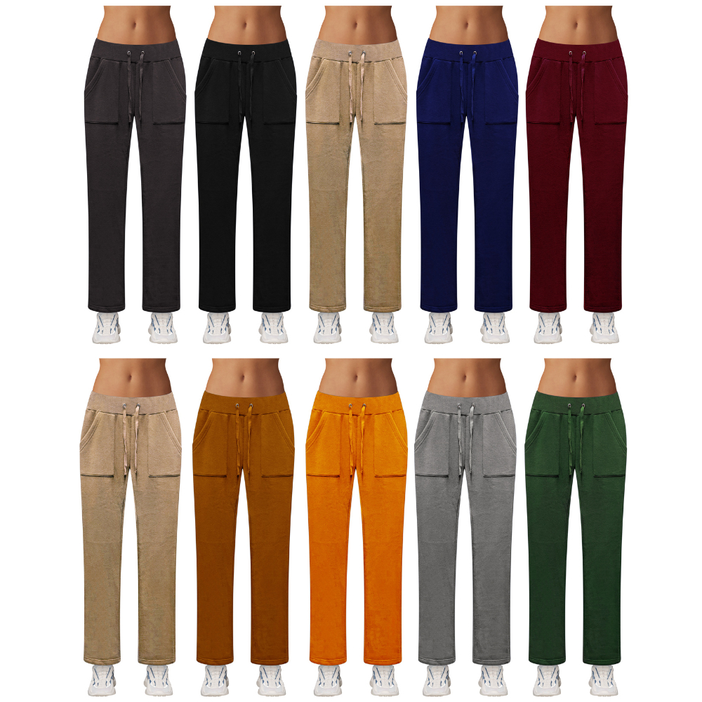 Women's Soft Fleece Lined Elastic Waistband Pants With Pockets - XXL