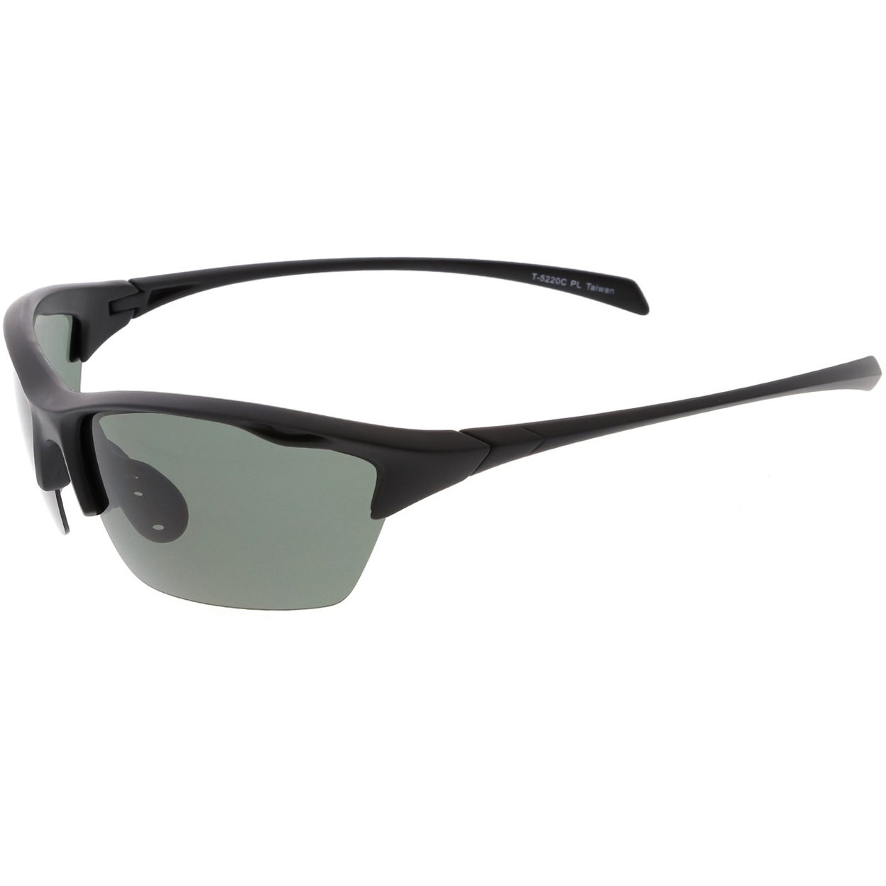 Sports TR-90 Semi-Rimless Wrap Sunglasses Ventilation Holes Polarized Lens 68mm - Shiny Black / Smoke