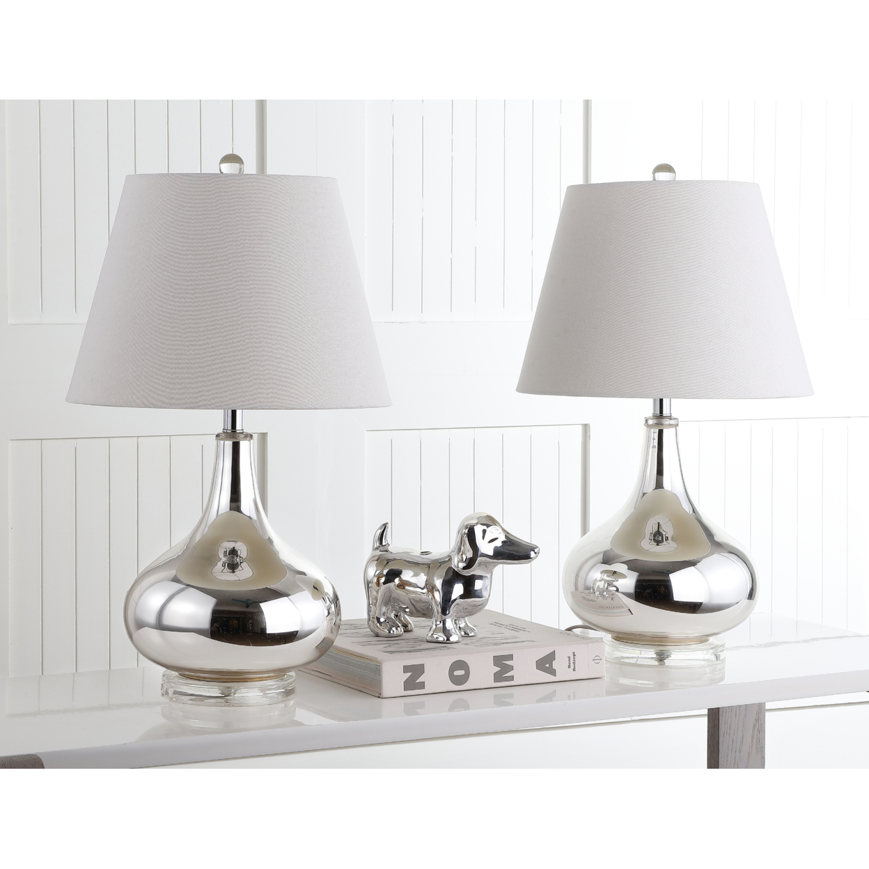 SAFAVIEH Amy Gourd Table Lamp (Set Of 2) , Silver ,