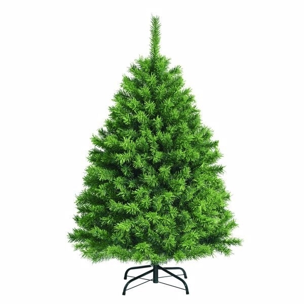4.5ft Snow Flocked Hinged Artificial Christmas Tree Metal Stand Green