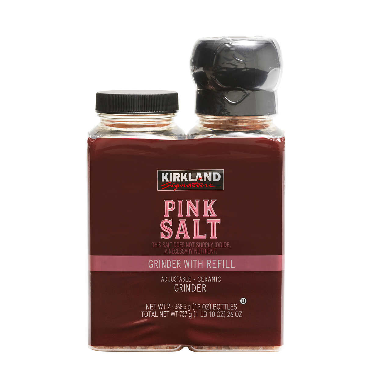 Kirkland Signature Pink Salt, Grinder Wtih Refill, 13 Ounce (2 Count)