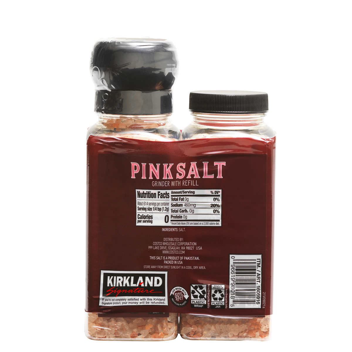 Kirkland Signature Pink Salt, Grinder Wtih Refill, 13 Ounce (2 Count)
