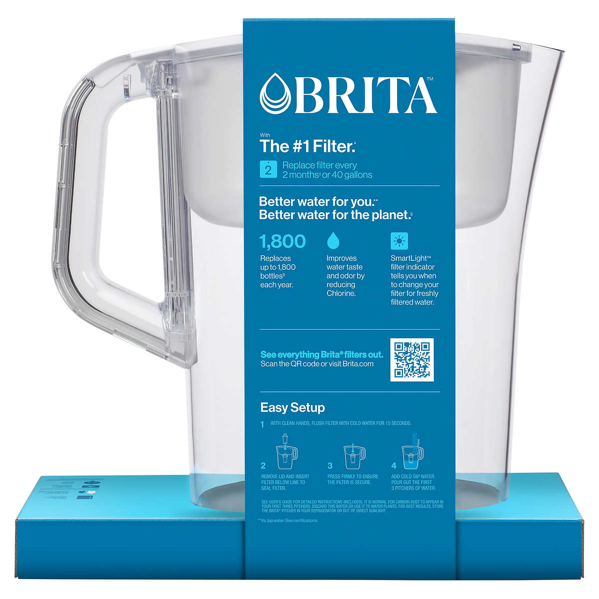 Brita Champlain Water Filter Pitcher, 10 Cup With 2 Filters