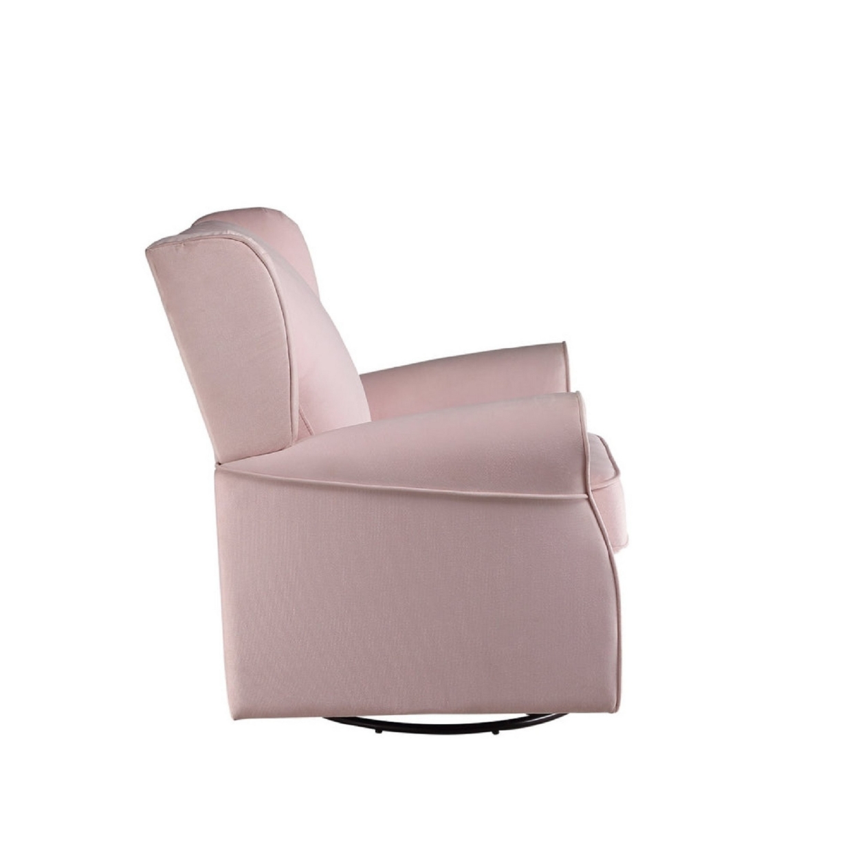 35 Inch Accent Swivel Chair, Glider, Nailhead Trim, Light Pink- Saltoro Sherpi