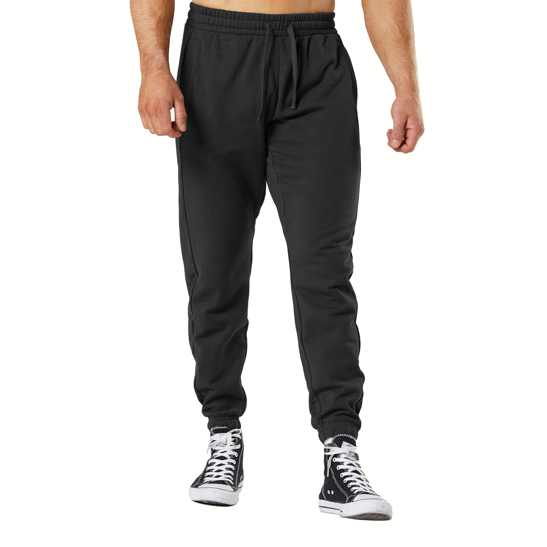 3-Pack: Men's Casual Fleece-Lined Elastic Bottom Sweatpants Jogger Pants With Pockets - Solid & Stripes, Medium