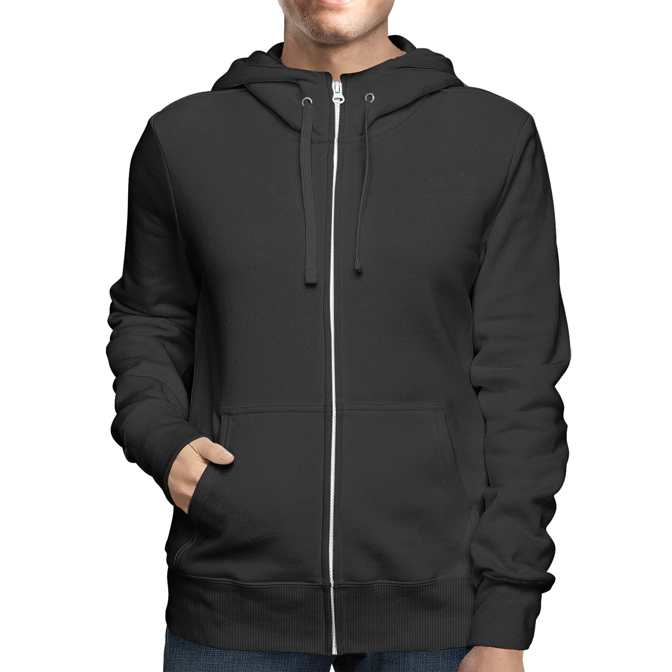 2-Pack: Men's Full Zip Up Fleece-Lined Hoodie Sweatshirt (Big & Tall Size Available) - Black, 4x-large