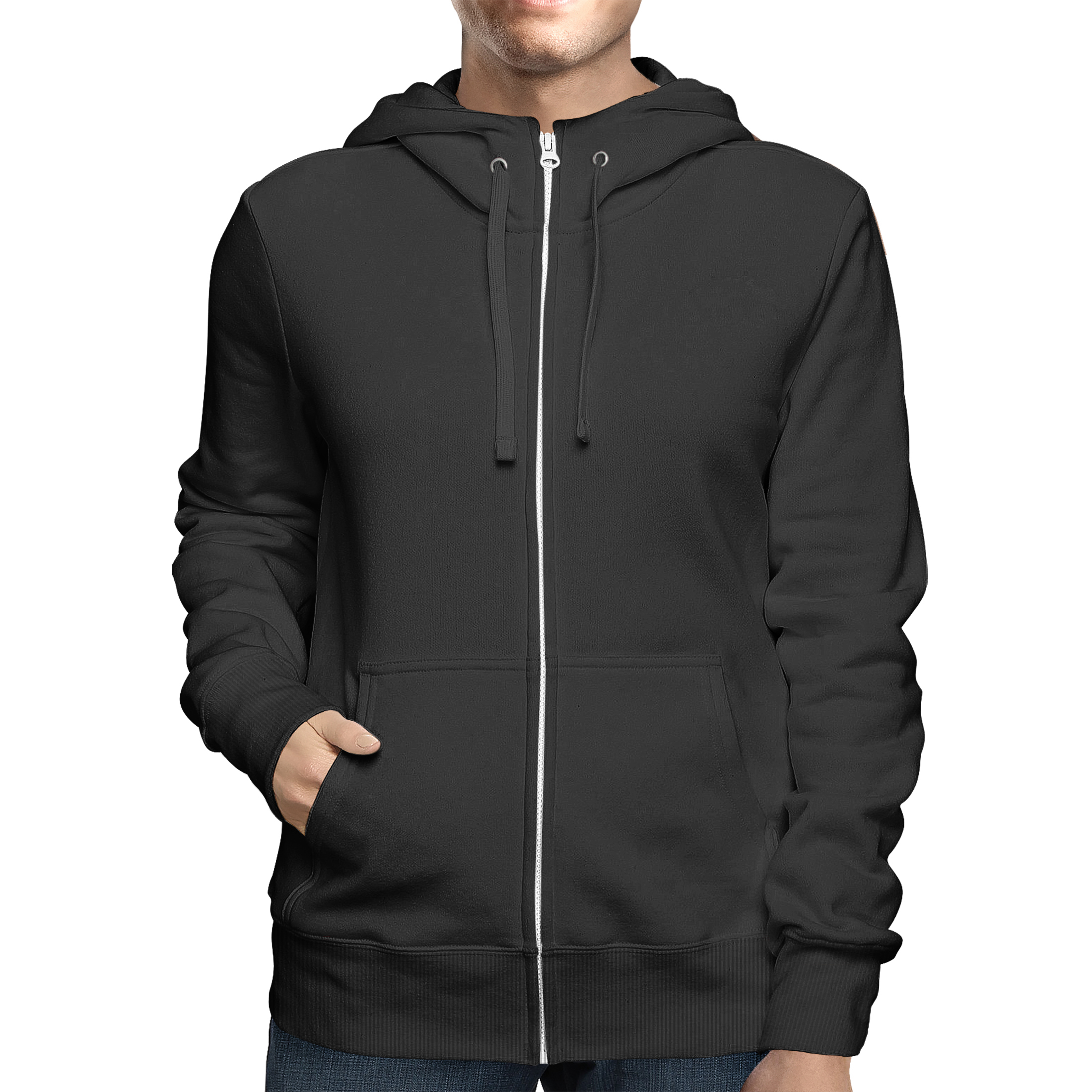 2-Pack: Men's Full Zip Up Fleece-Lined Hoodie Sweatshirt (Big & Tall Size Available) - Black, Medium