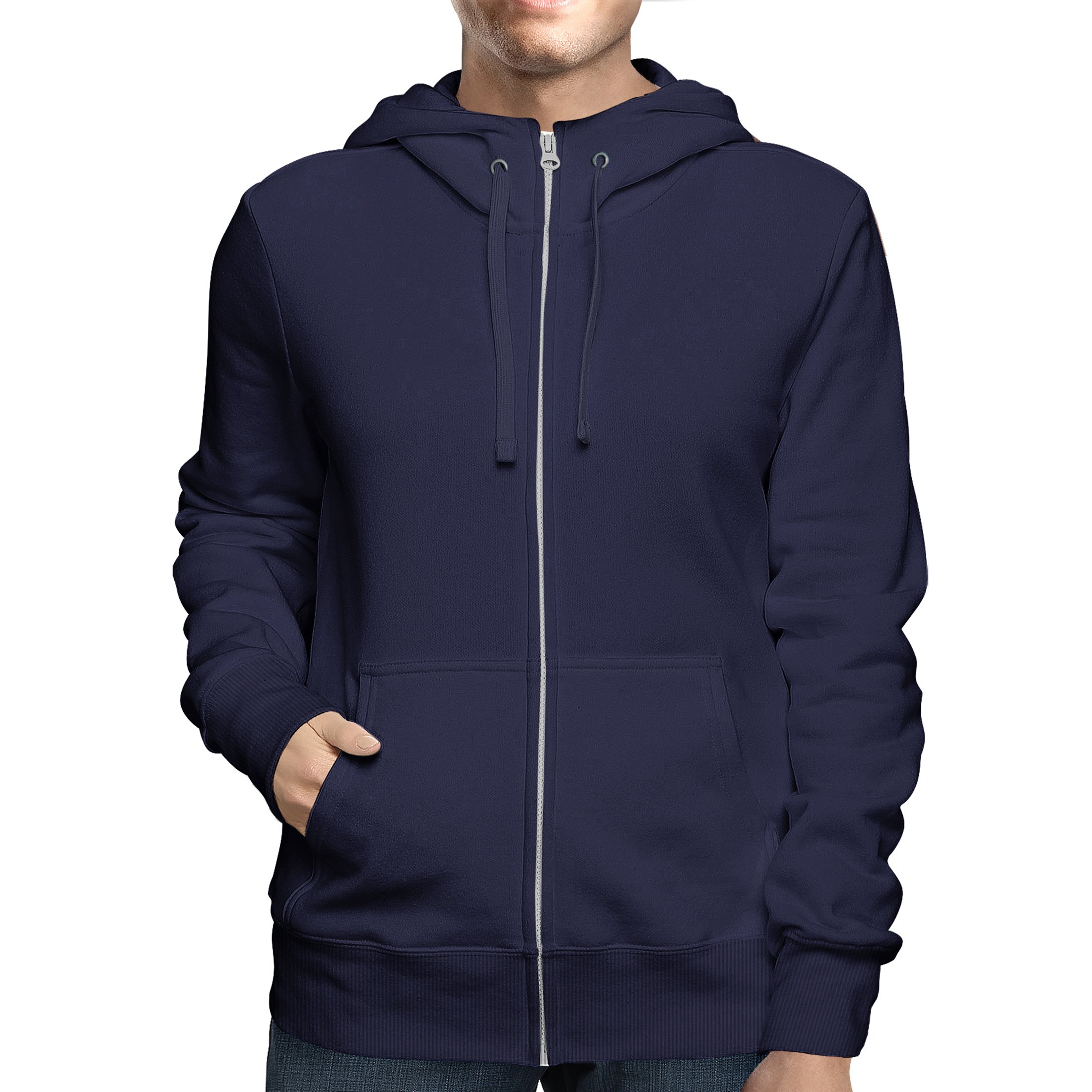 2-Pack: Men's Full Zip Up Fleece-Lined Hoodie Sweatshirt (Big & Tall Size Available) - Navy, Medium
