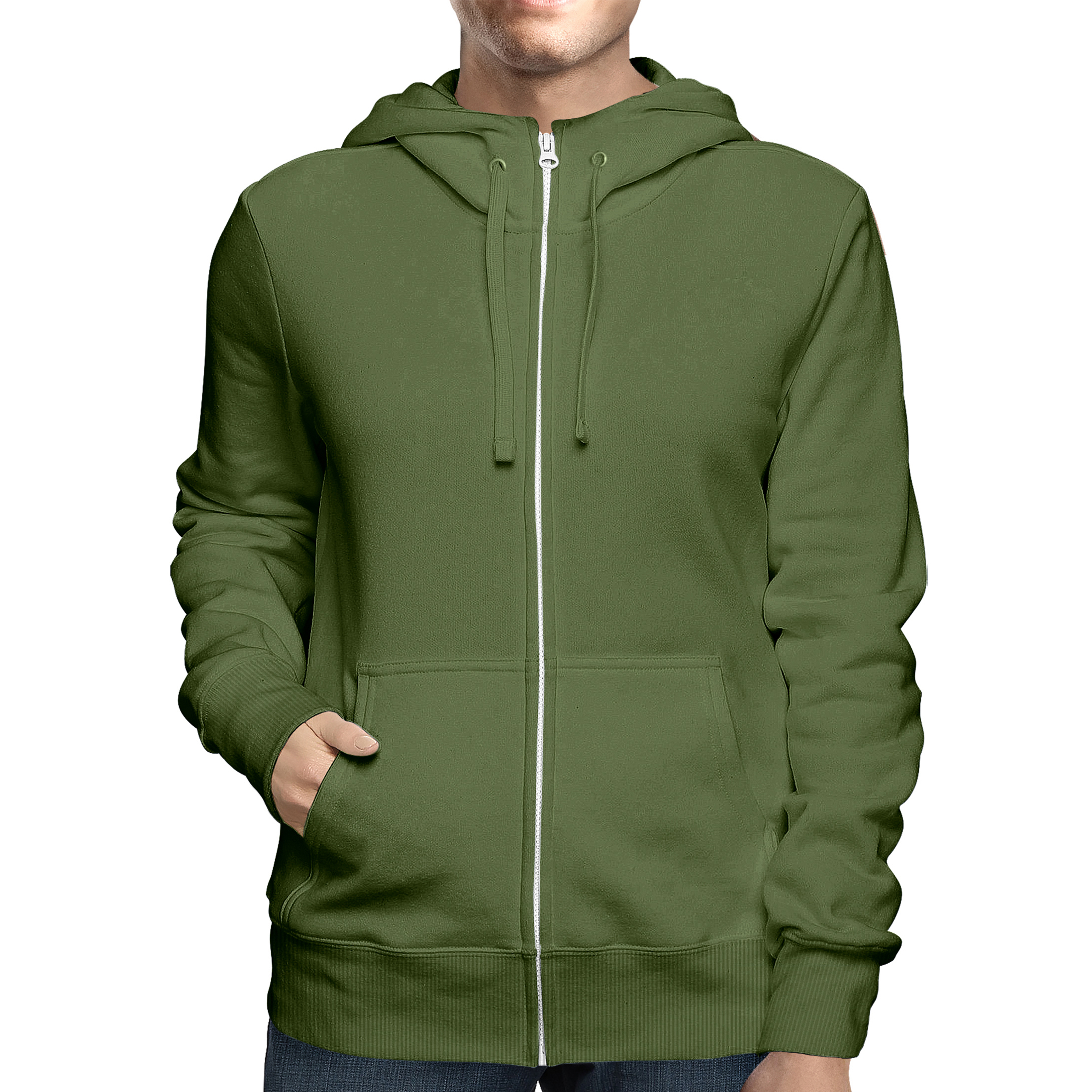 2-Pack: Men's Full Zip Up Fleece-Lined Hoodie Sweatshirt (Big & Tall Size Available) - Olive, X-large