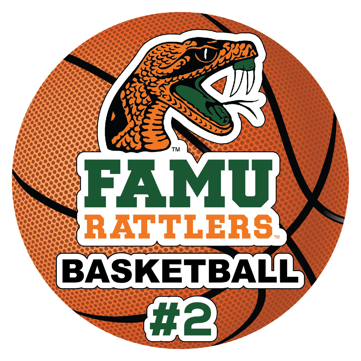 Florida A&M Rattlers 5-Inch Round Basketball Vinyl Magnet - Basketball #2