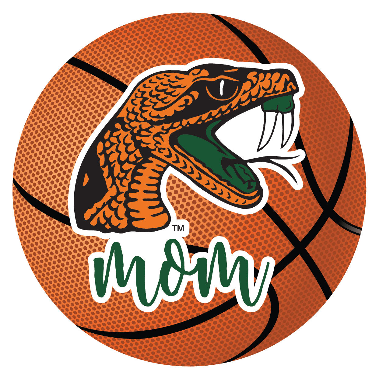 Florida A&M Rattlers 5-Inch Round Basketball Vinyl Magnet - Basketball Mom