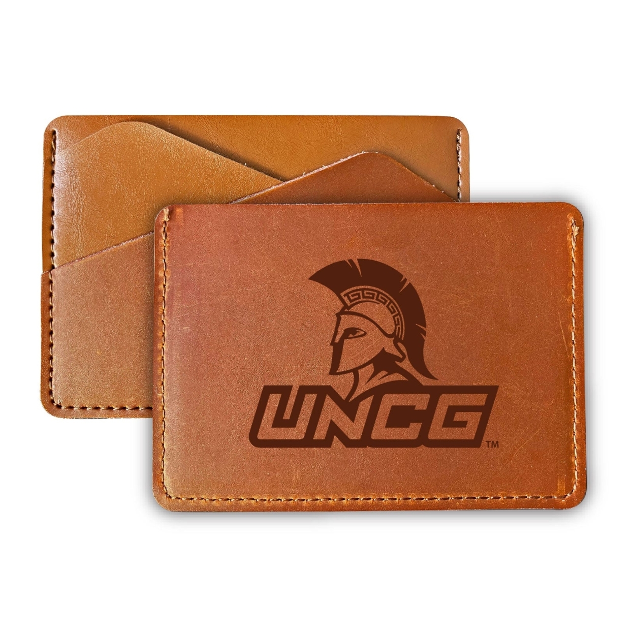 North Carolina Greensboro Spartans College Leather Card Holder Wallet