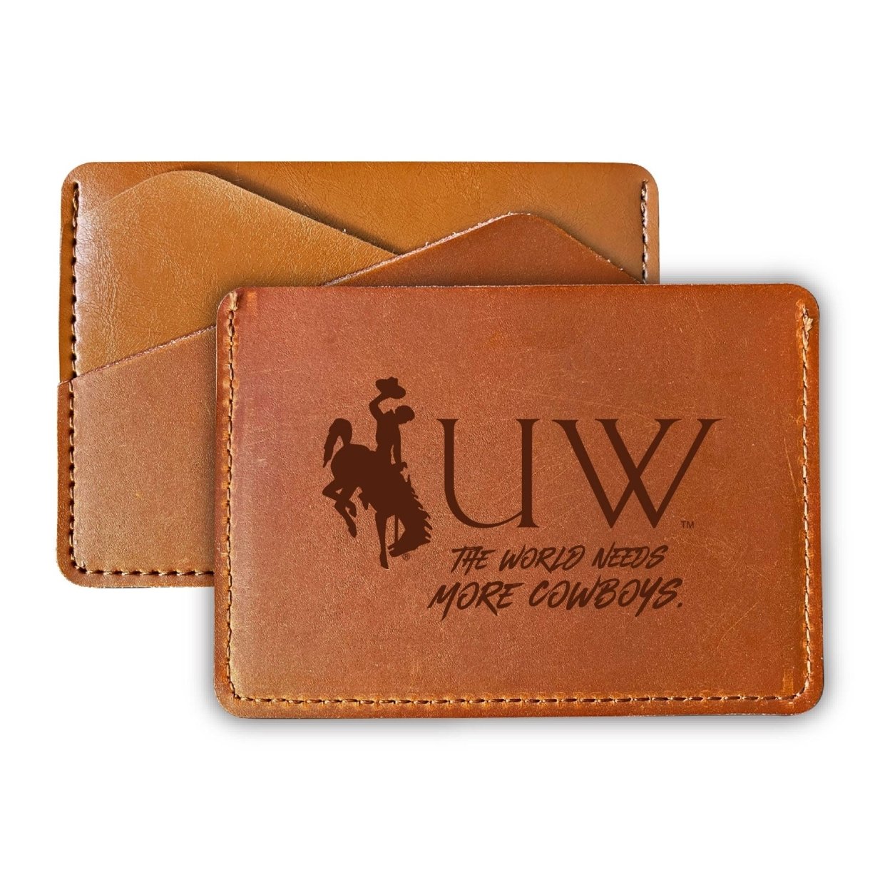 University Of Wyoming College Leather Card Holder Wallet