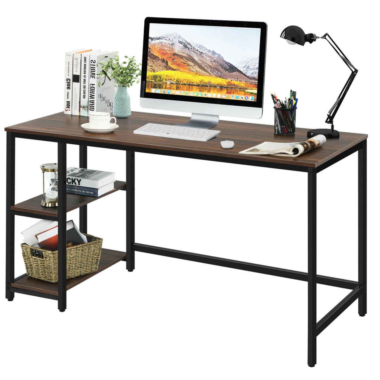 47''/55'' Computer Desk Office Study Table Workstation Home W/ Adjustable Shelf - Coffee, 55''
