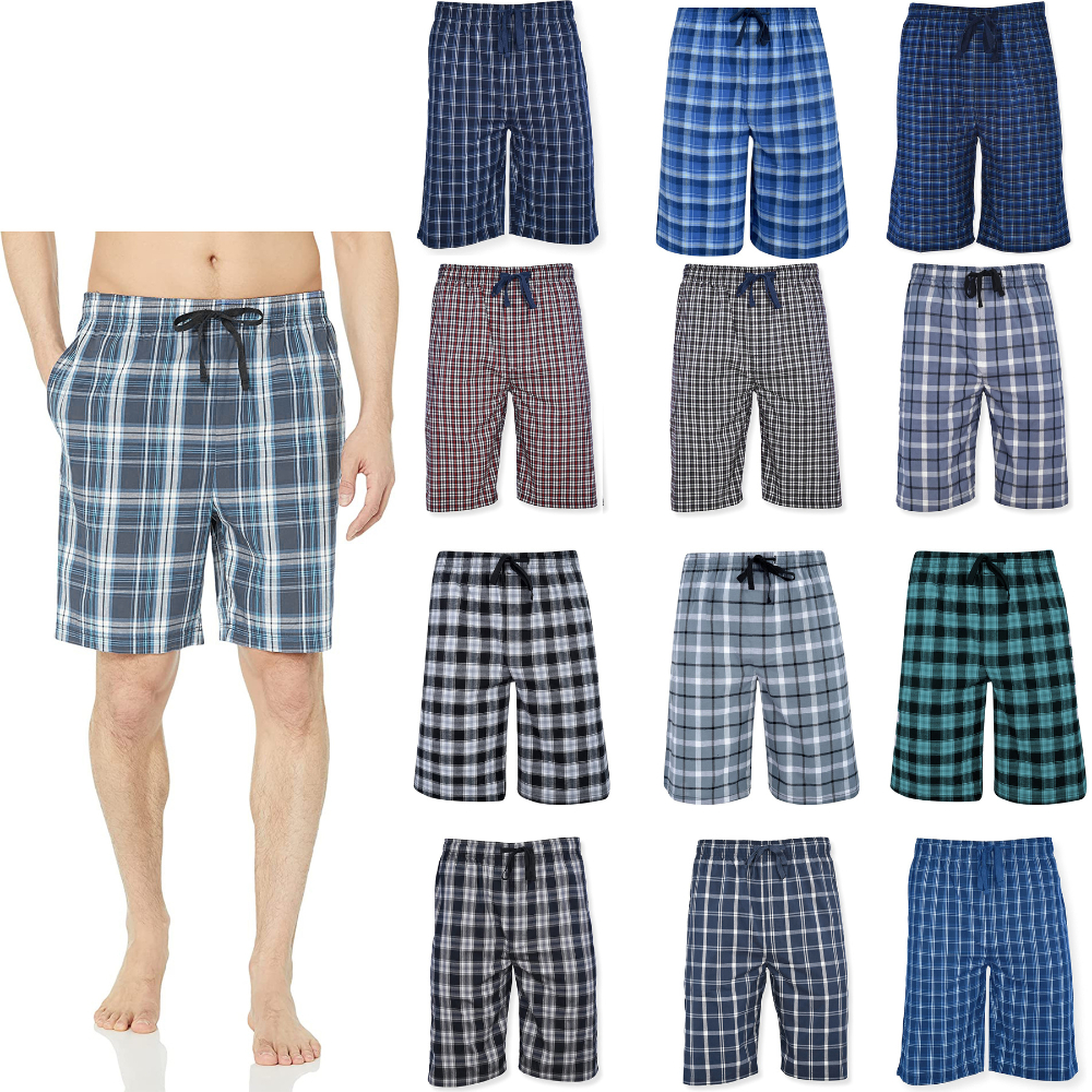 3-Pack: Men's Soft Plaid Flannel Sleep Lounge Pajama Shorts - X-Large