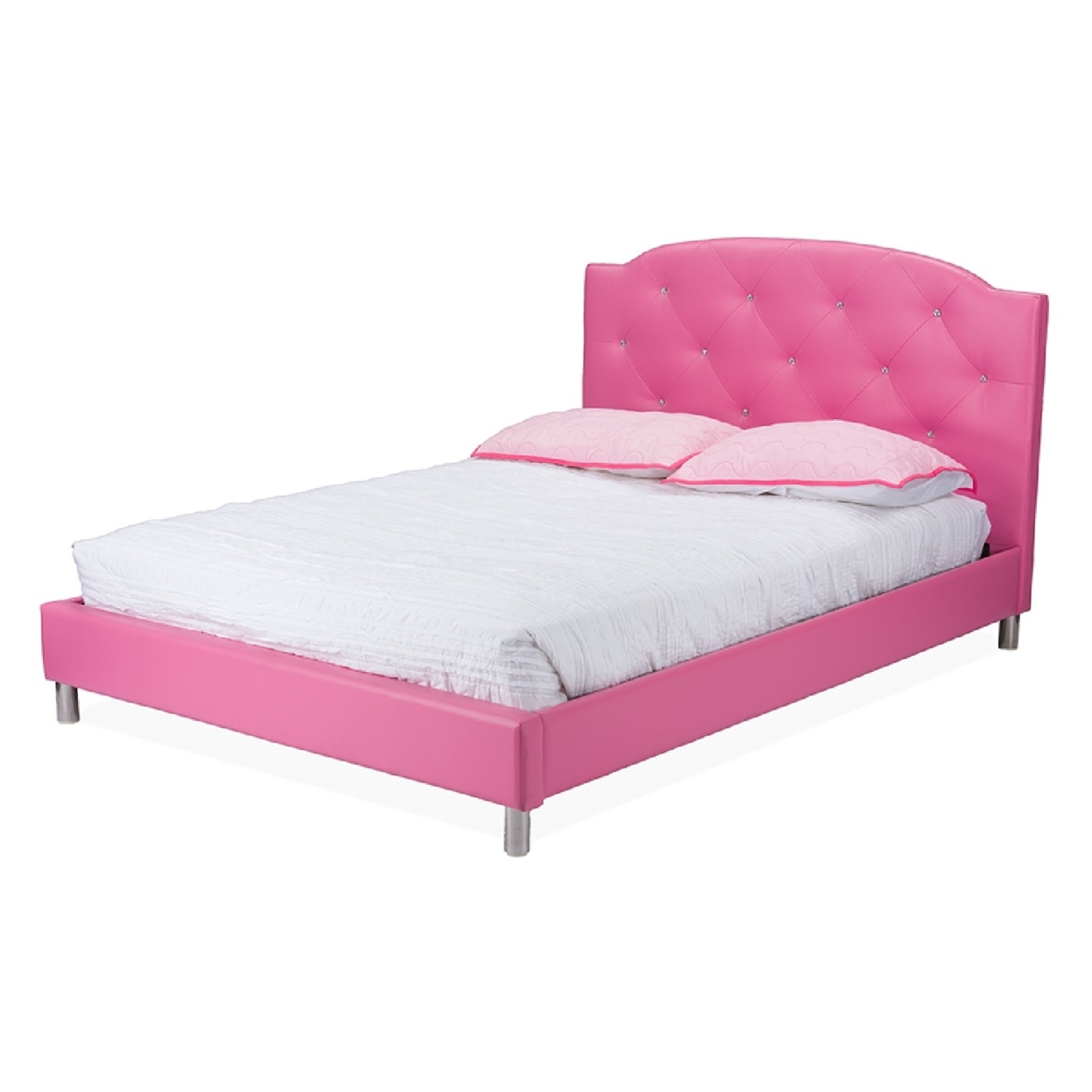 Baxton Studio Canterbury Contemporary Glam Pink Faux Leather Upholstered Full Size 3-Piece Bedroom Set