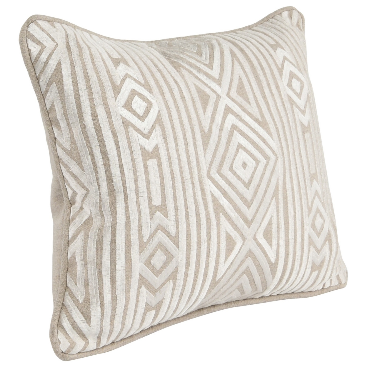 12 X 16 Square Linen Accent Throw Pillow, Tribal Accent, Piped Edges, Ivory, Saltoro Sherpi