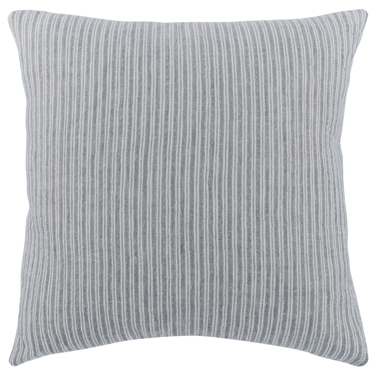 Irma 22 Inch Square Soft Fabric Accent Throw Pillow, Blue Pinstripe Pattern, Saltoro Sherpi