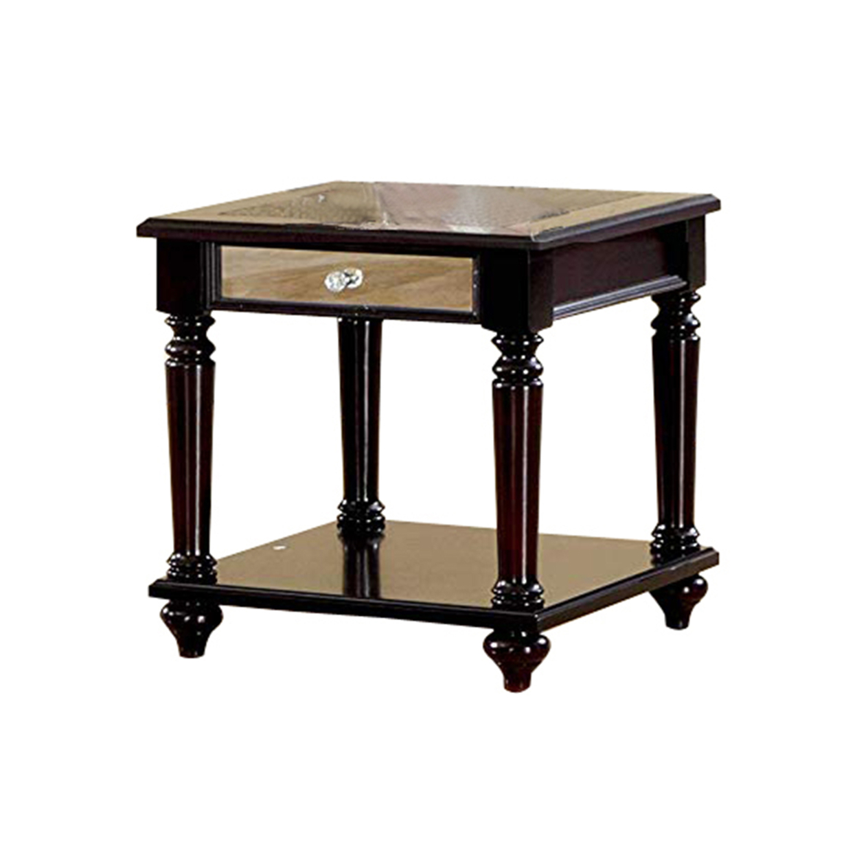 3 Piece Wood Coffee Table & End Table Set, Open Bottom Shelf, Brown- Saltoro Sherpi
