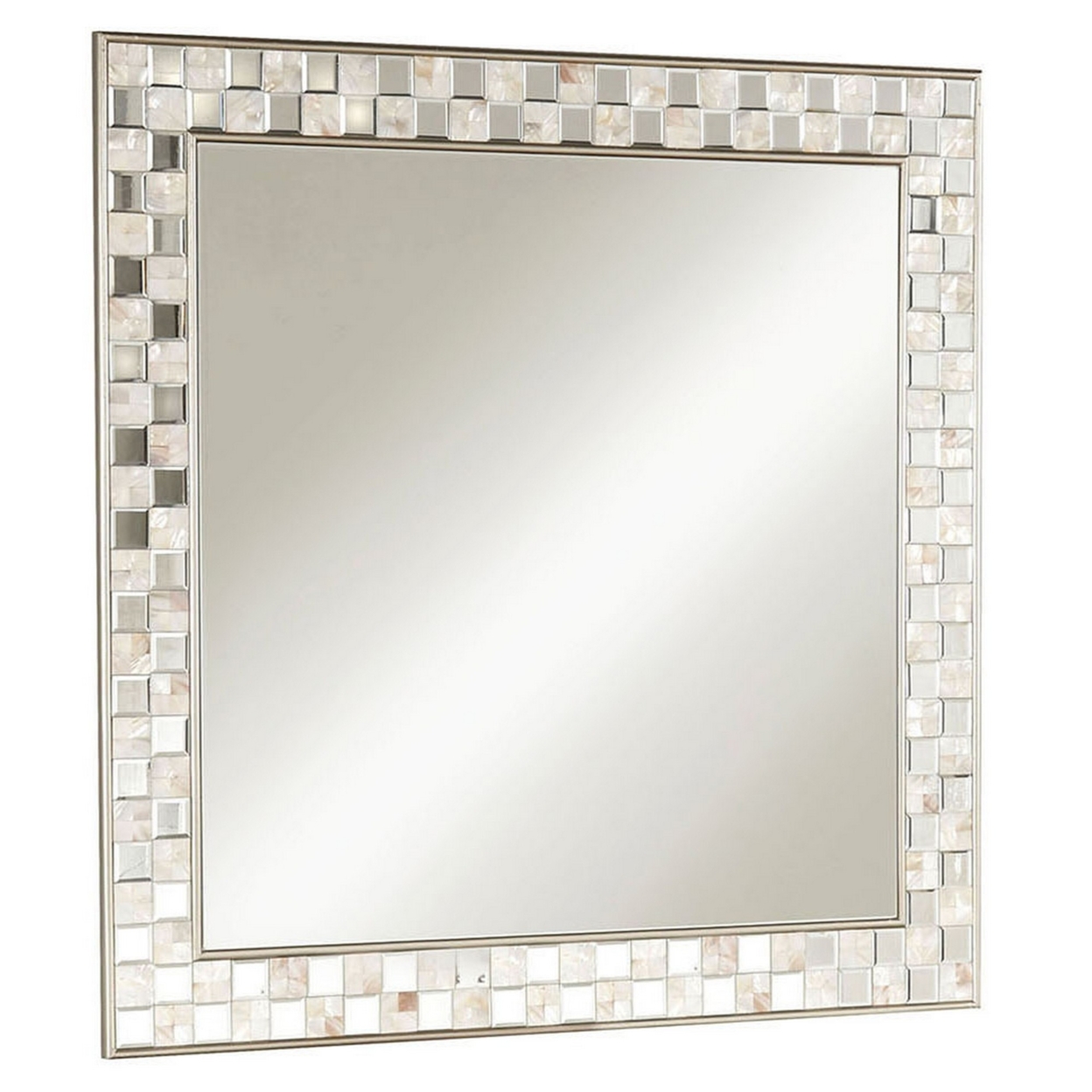 Square Wall Accent Mirror, Gold- Saltoro Sherpi