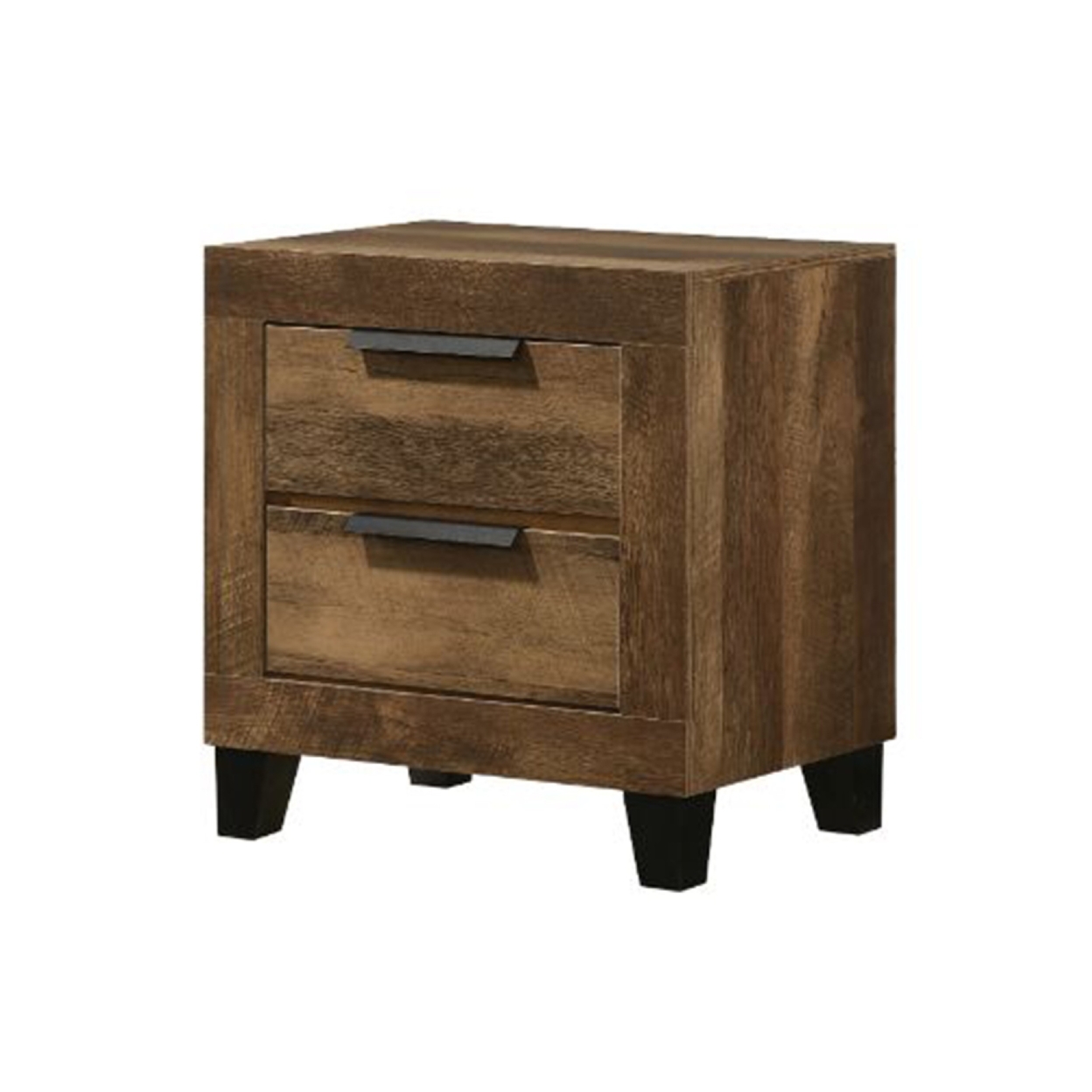 Nightstand With 2 Drawers And Plank Style, Rustic Oak Brown- Saltoro Sherpi
