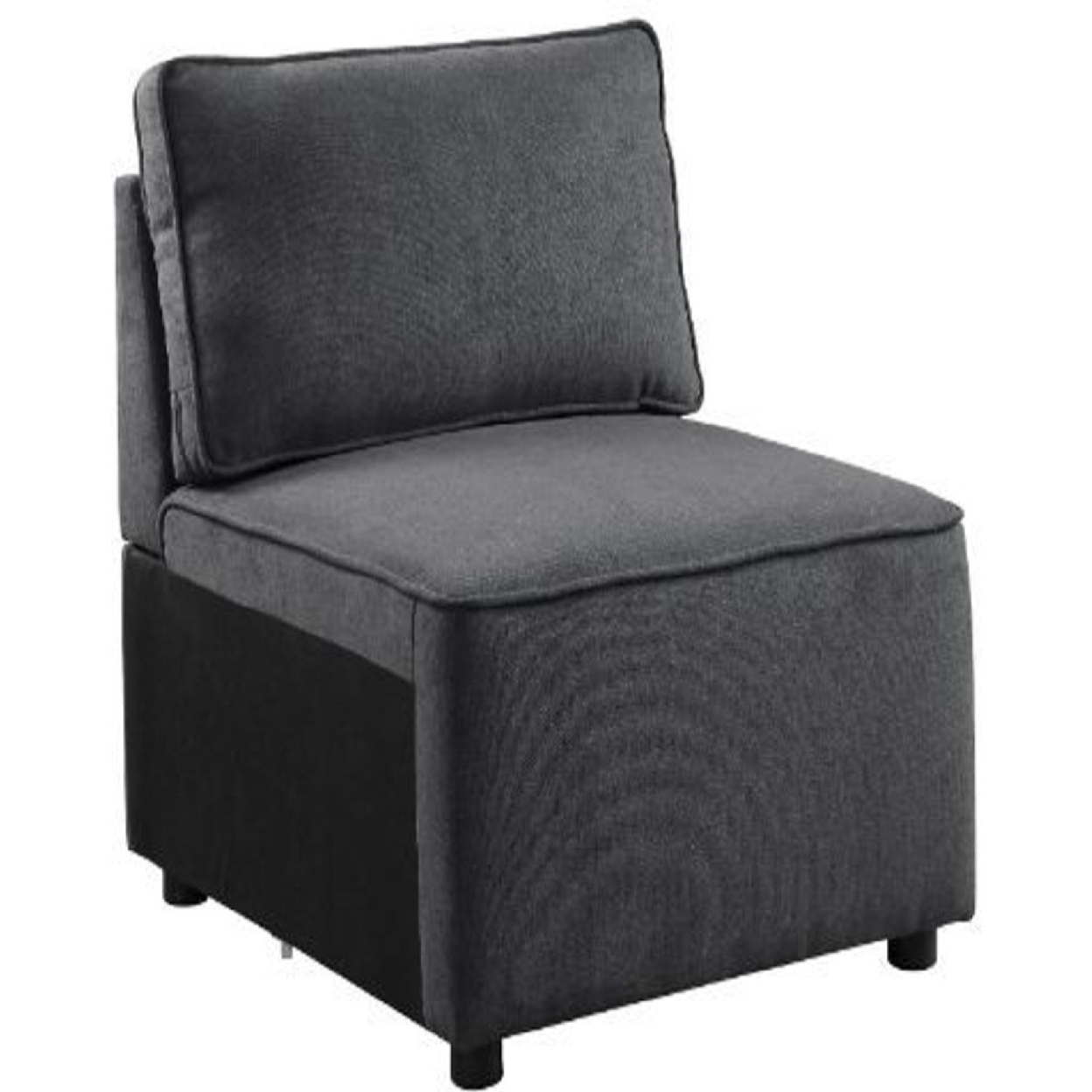 Armless Chair With Pocket Coil Seating And Pillow Back, Gray- Saltoro Sherpi
