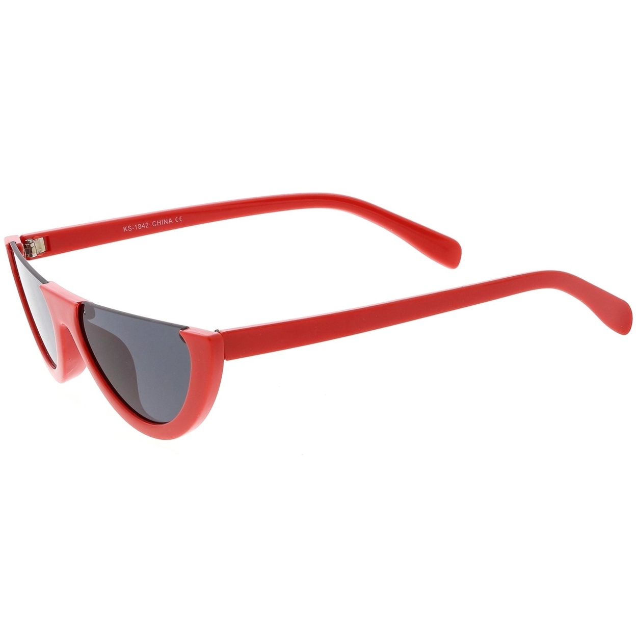 Extreme Semi Rimless Cat Eye Sunglasses Neutral Colored Lens 55mm - Red / Smoke