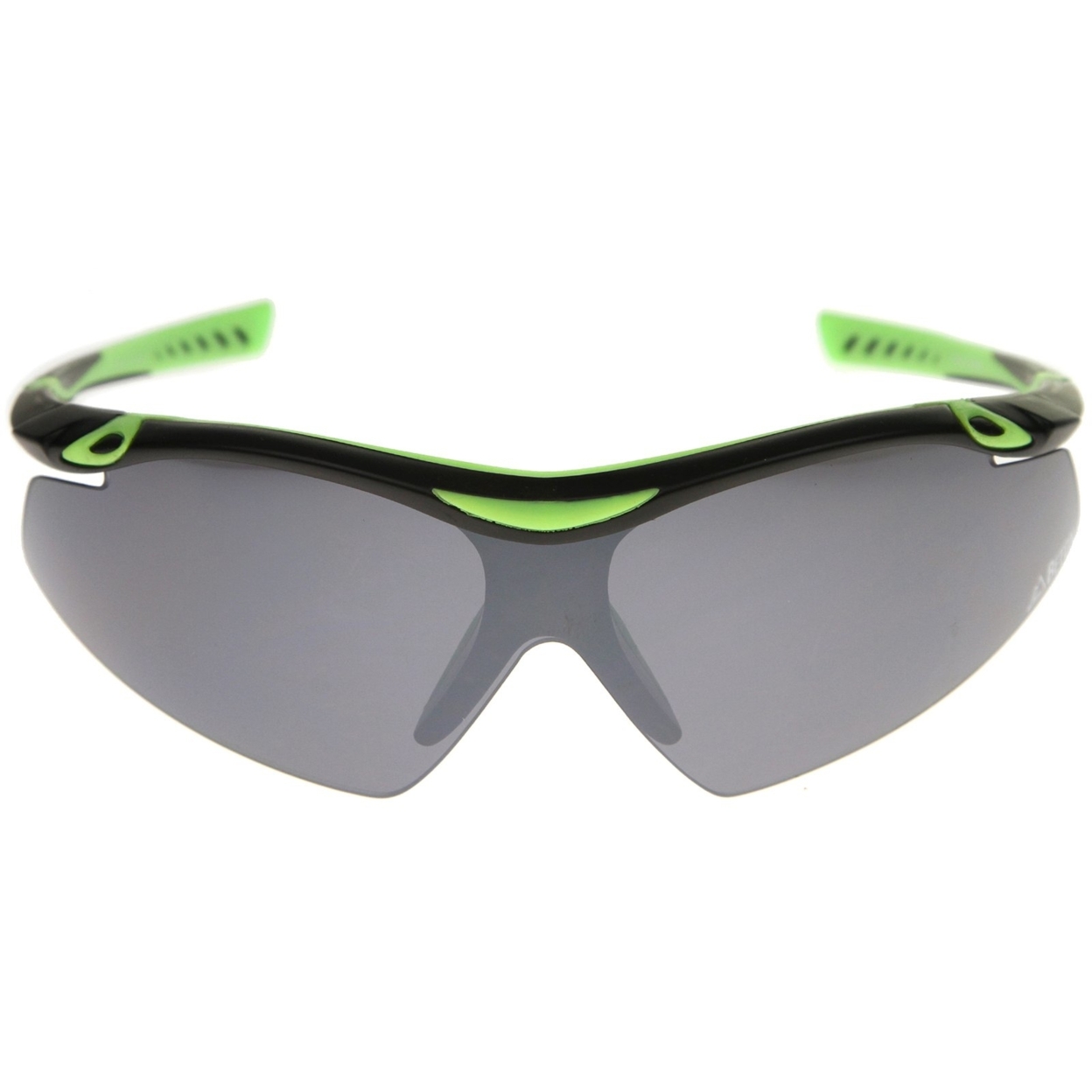 Thor - Half-Frame TR-90 Mirrored Shield Lens Active Sport Wrap Sunglasses 80mm - Matte Black-Grey / Smoke