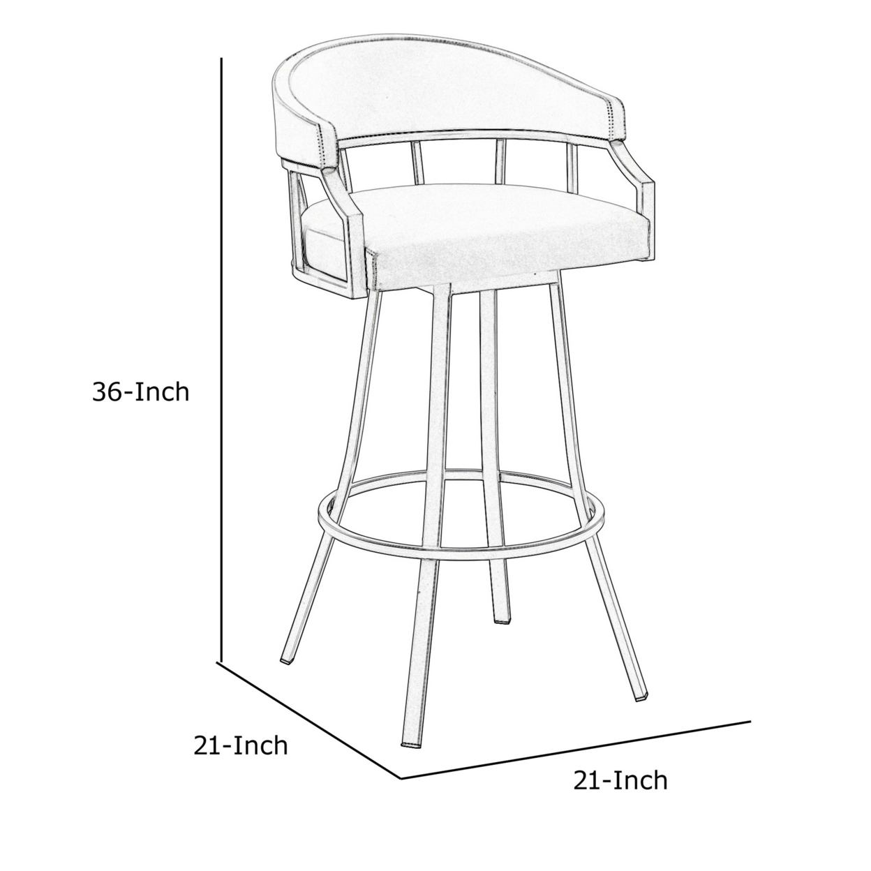 Cade 26 Inch Counter Stool Swivel Chair, Faux Leather Cushion, Gray, Chrome- Saltoro Sherpi