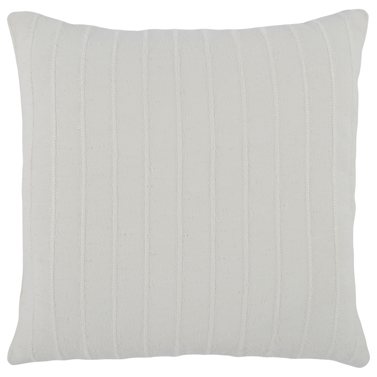 Kai 22 X 22 Throw Pillow, Tonal Woven Stripes, Cotton Viscose Blend, White, Saltoro Sherpi