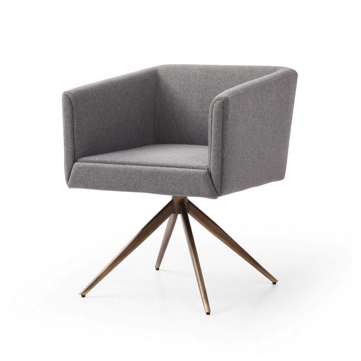Cid 25 Inch Modern Dining Chair, Tight Fabric Back, Copper Frame, Dark Gray- Saltoro Sherpi