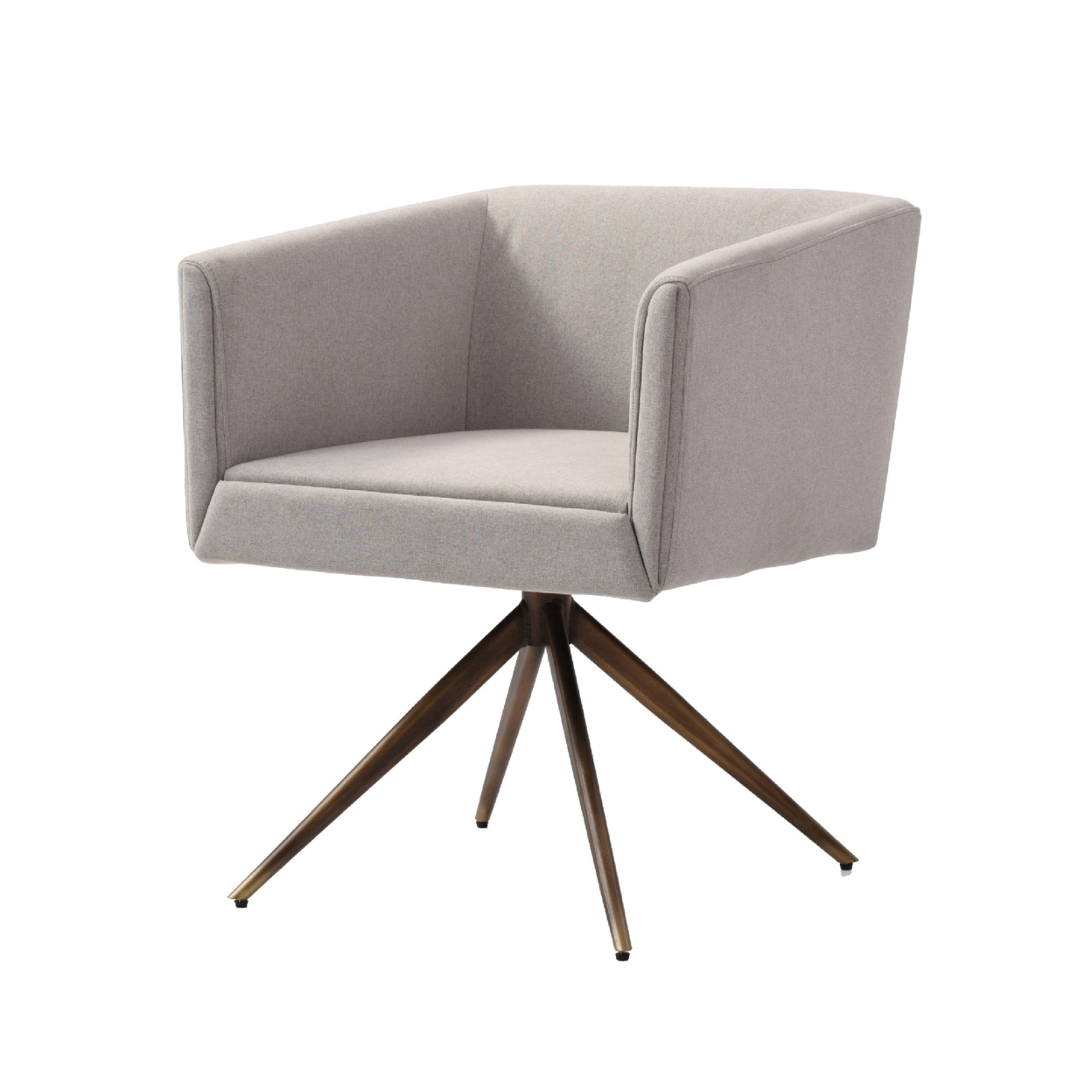 Cid 25 Inch Modern Dining Chair, Tight Back, Copper Frame, Light Gray- Saltoro Sherpi
