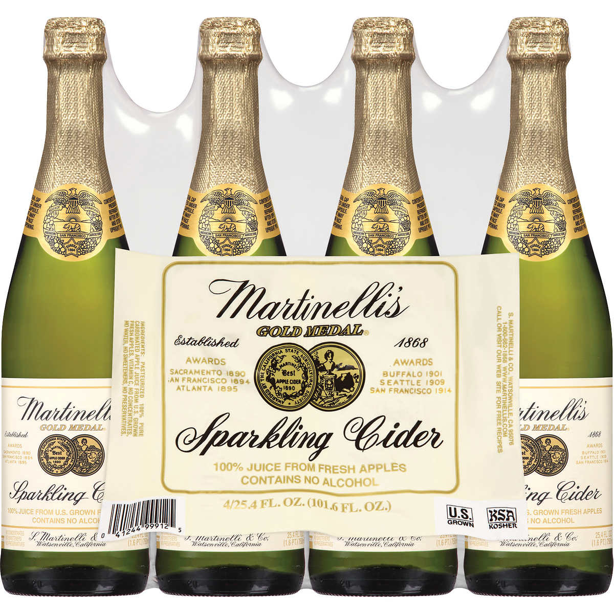Martinelli's Sparkling Cider, Apple, 25.4 Fluid Ounce (Pack Of 4)