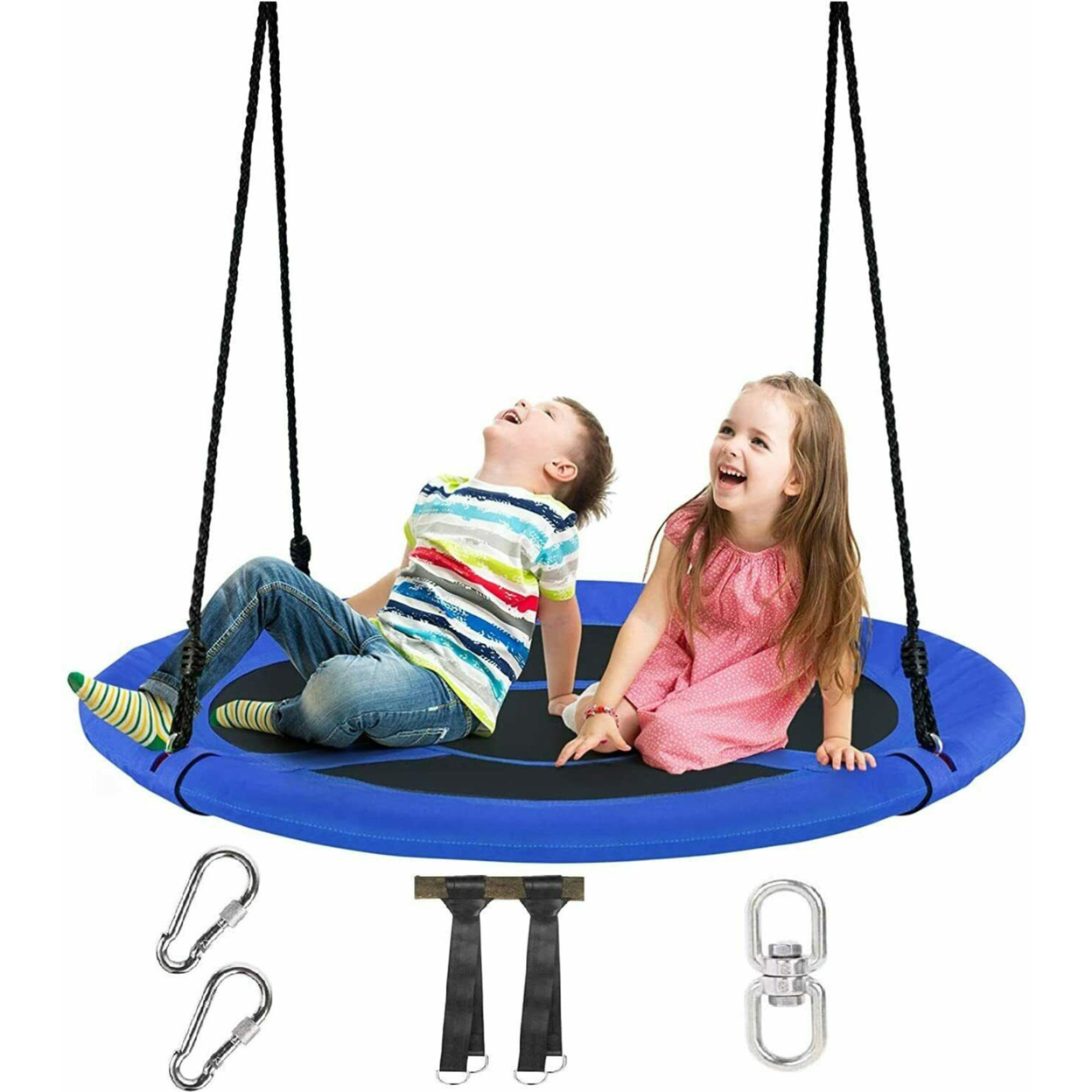 Gymax 40'' 770 Lbs Flying Saucer Tree Swing Kids Gift W/ 2 Tree Hanging Straps - Multi-color