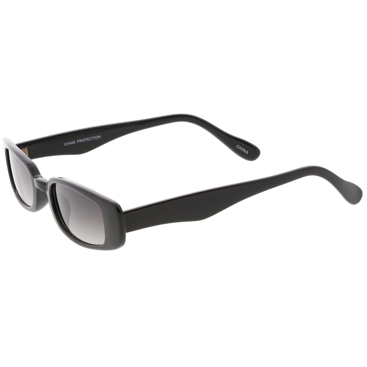 Extreme Thin Small Rectangle Sunglasses Neutral Colored Lens 49mm - White / Smoke