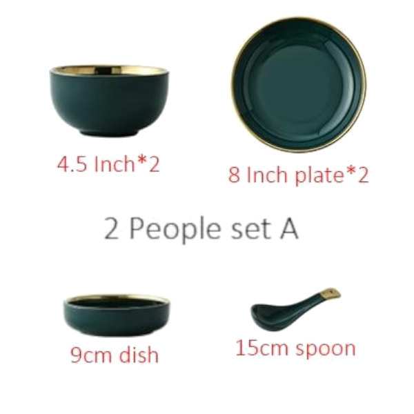 Emerald Forest Dinnerware Set Nordic Tableware - 2 People Set A