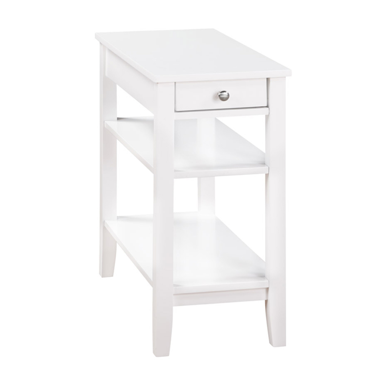 American Heritage 1 Drawer Chairside End Table with Charging Station and Shelves, White
