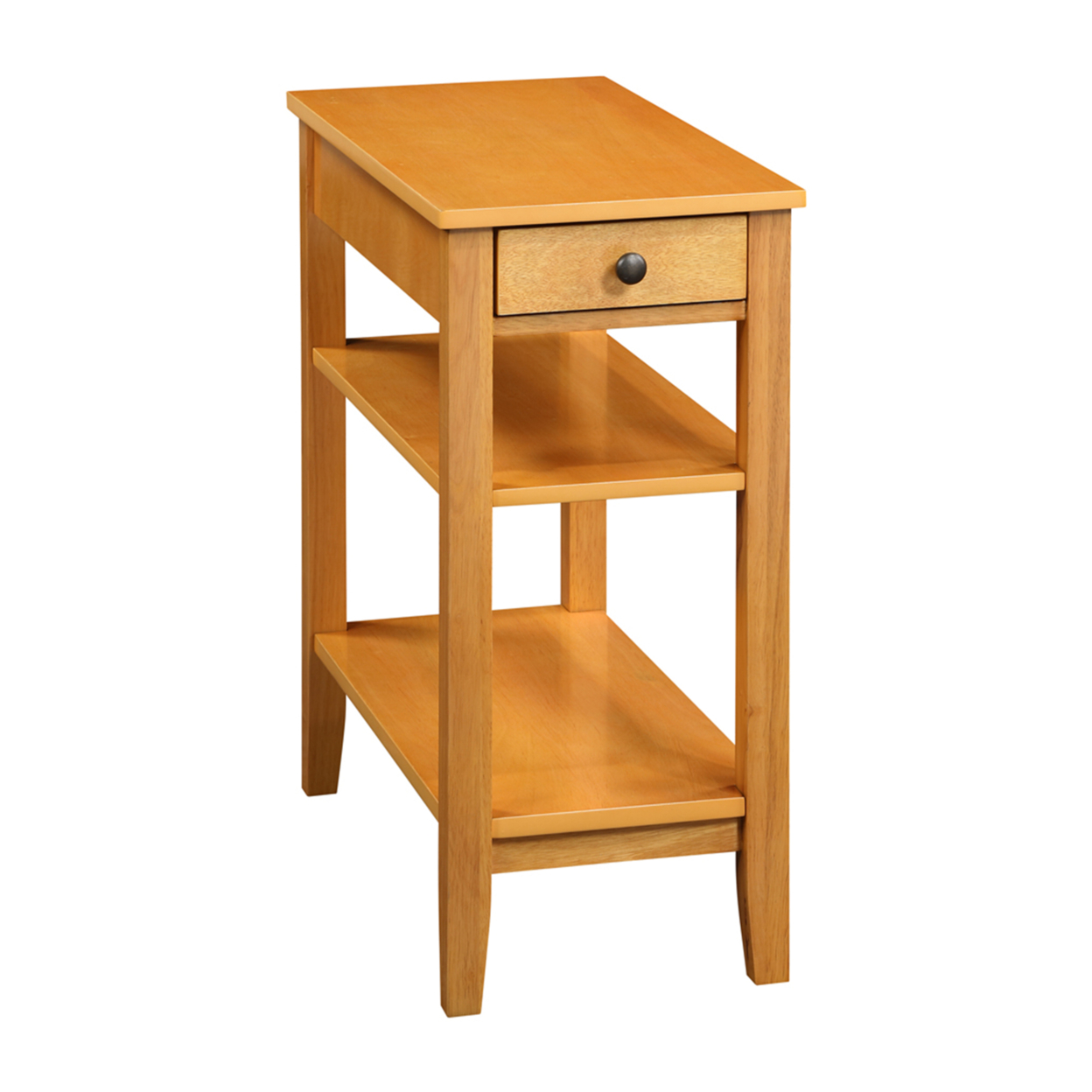 American Heritage 1 Drawer Chairside End Table with Charging Station and Shelves, Beige