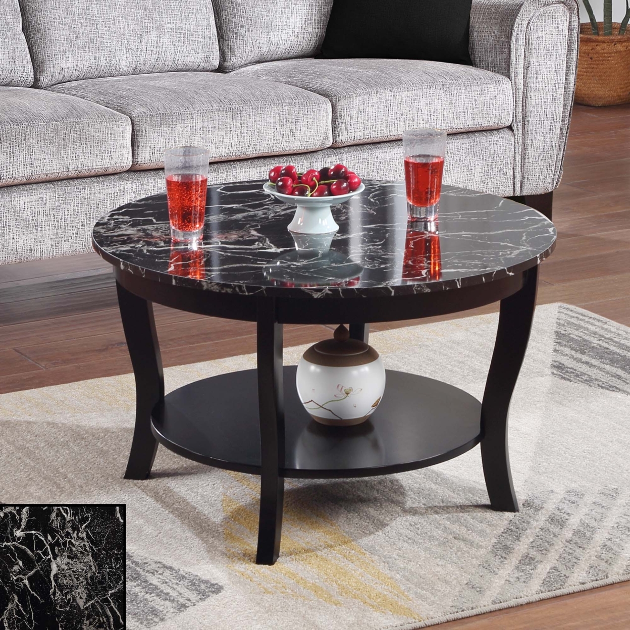 American Heritage Round Coffee Table with Shelf