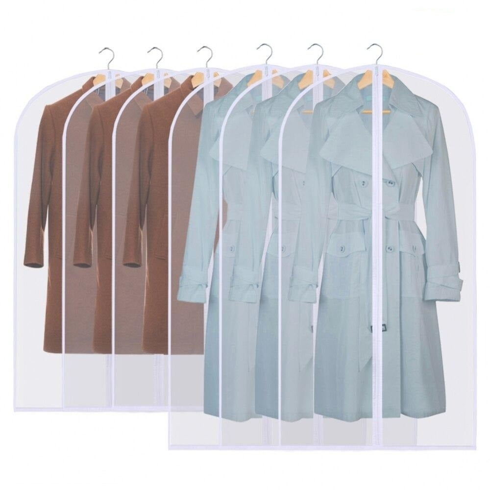 Garment Pouch Case Organizer Dress Clothes Suit Coat Dust Cover Wardrobe Hanging Storage Bags - White-6pcs
