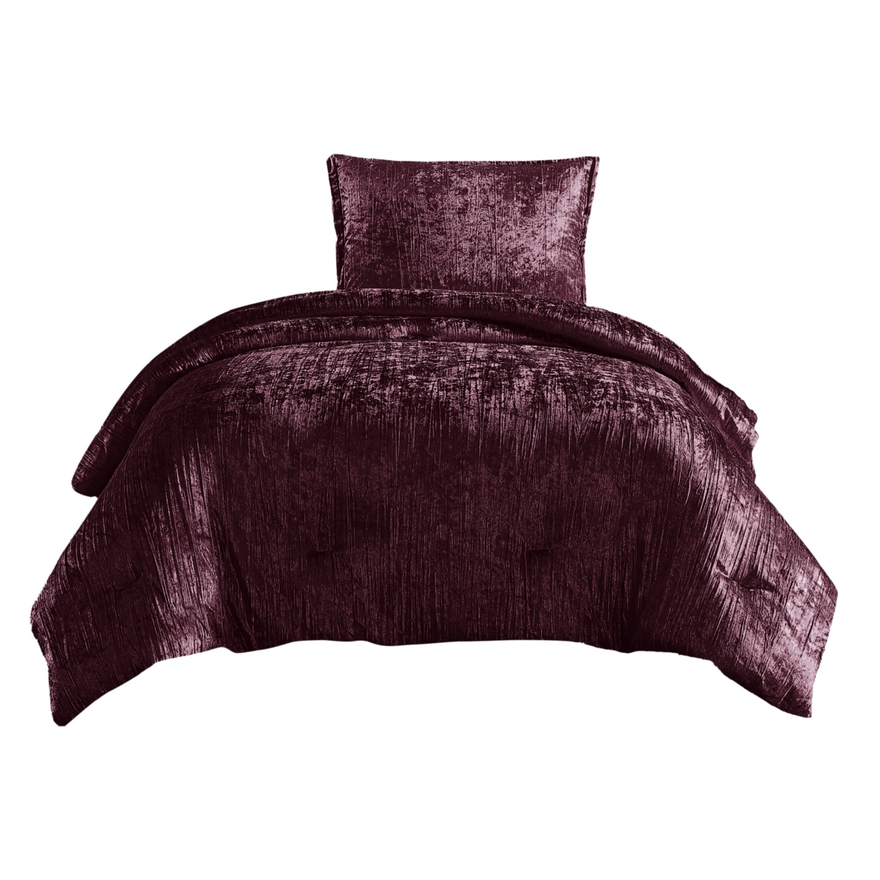 Jay 2 Piece Twin Comforter Set, Purple Polyester Velvet Deluxe Texture- Saltoro Sherpi