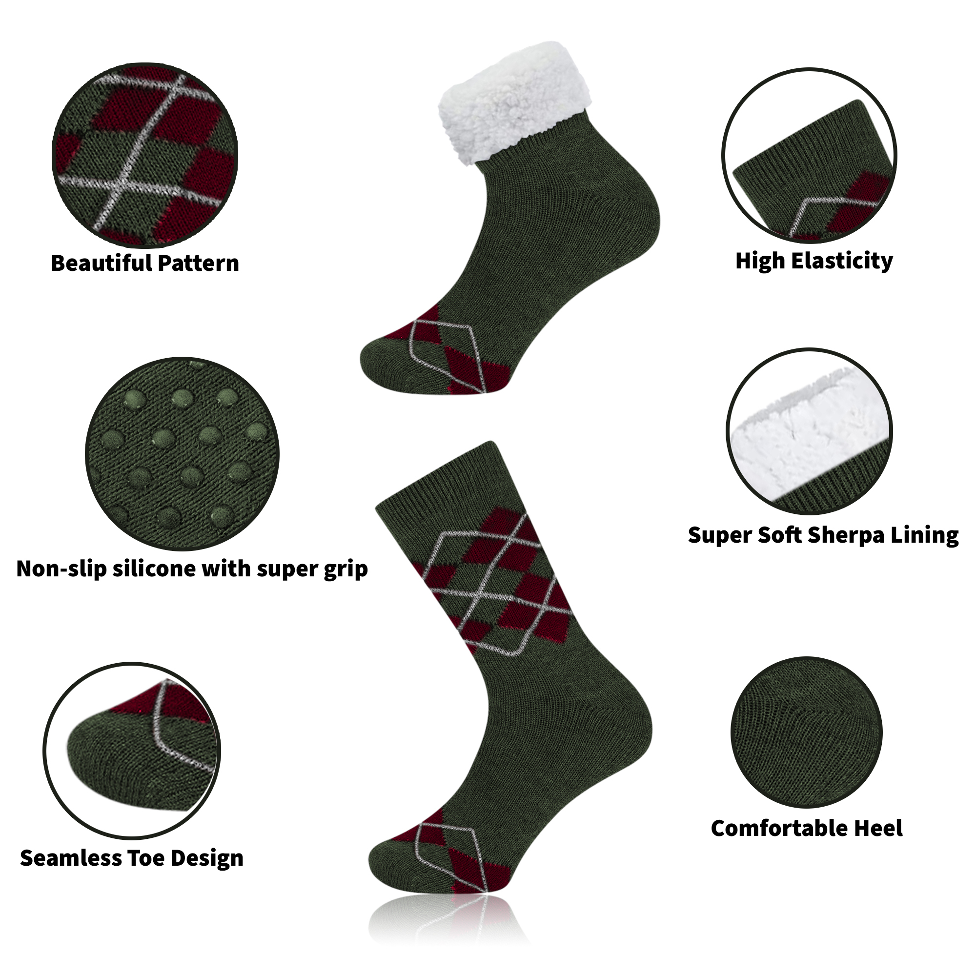 3-Pairs: Men's Soft Cozy Sherpa Lined Warm Winter Socks