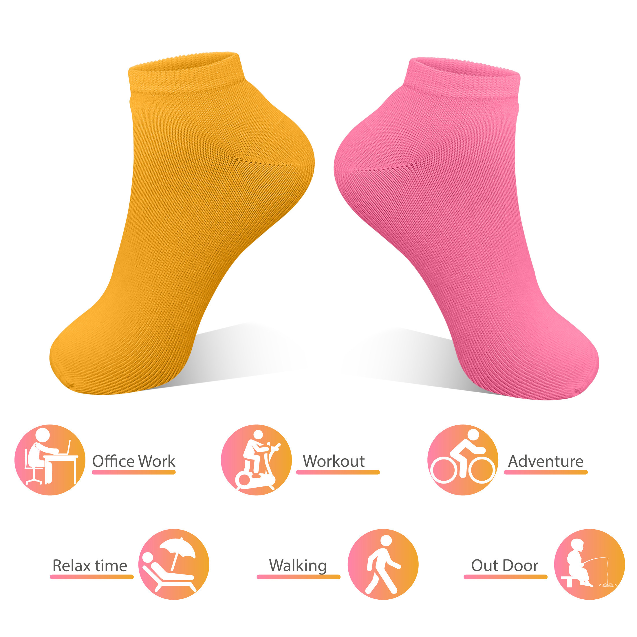 20 Pairs: Women’s Breathable Stylish Colorful Fun No Show Low Cut Ankle Socks