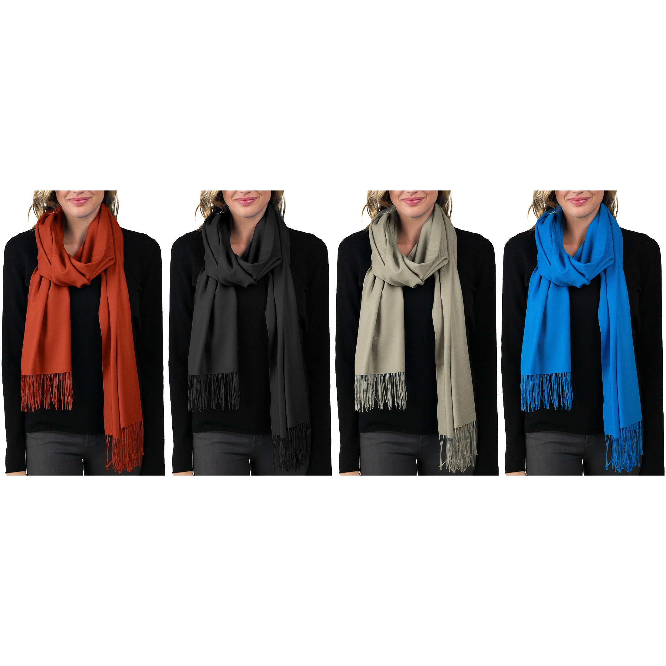 2-Pack: Women’s Ultra-Soft Cashmere Feel Winter Warm Scarfs - Solid