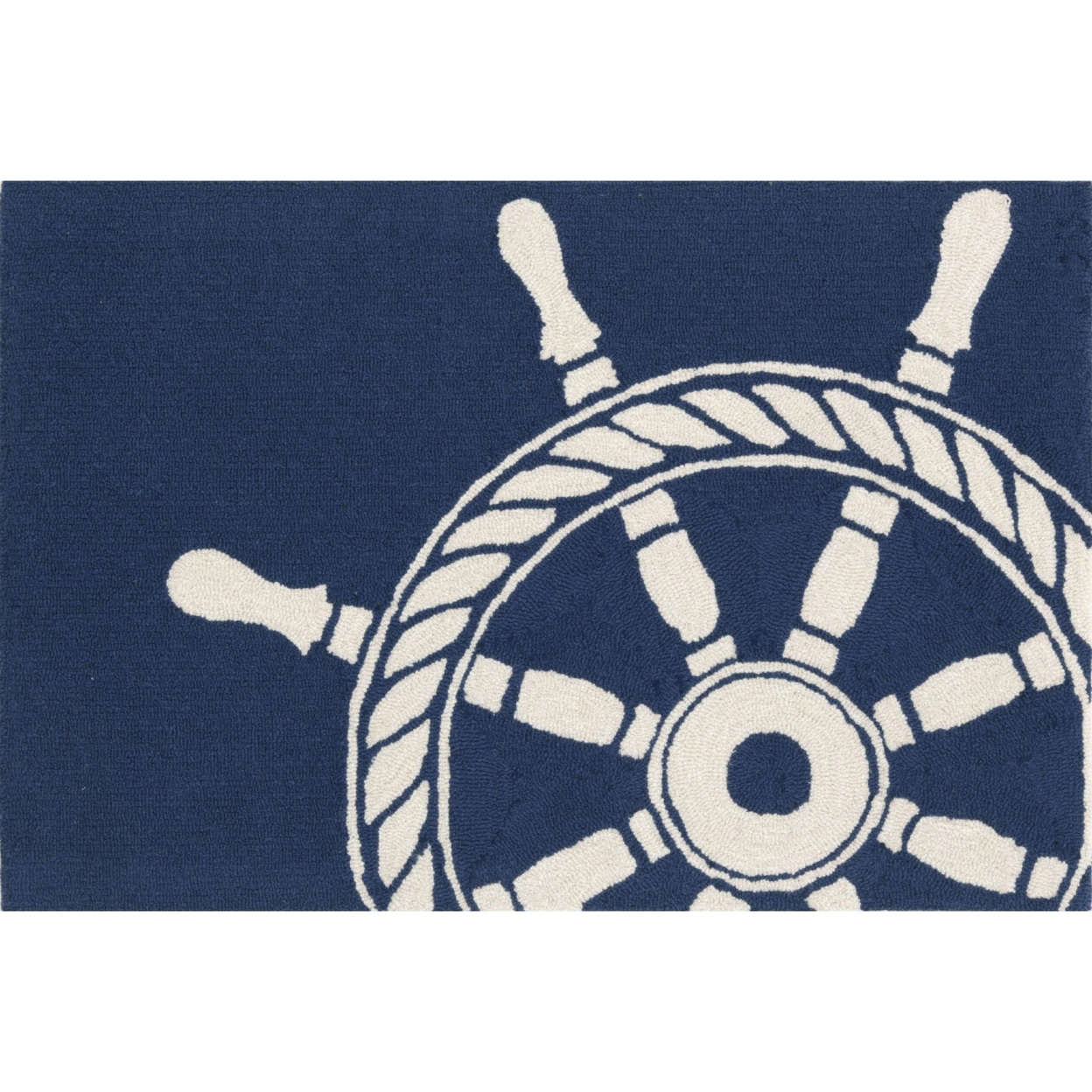 Liora Manne Frontporch Ship Wheel Indoor Outdoor Area Rug Navy - 2'6 X 4'