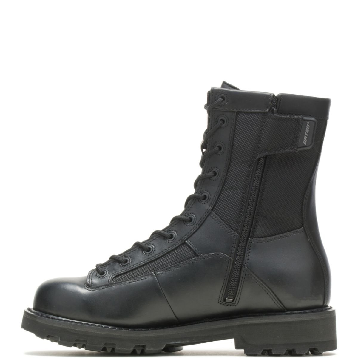 Bates Men's 8 DuraShocksÂ® Lace-to-Toe Side Zip Boot Black - E03140 BLACK - BLACK, 7-M