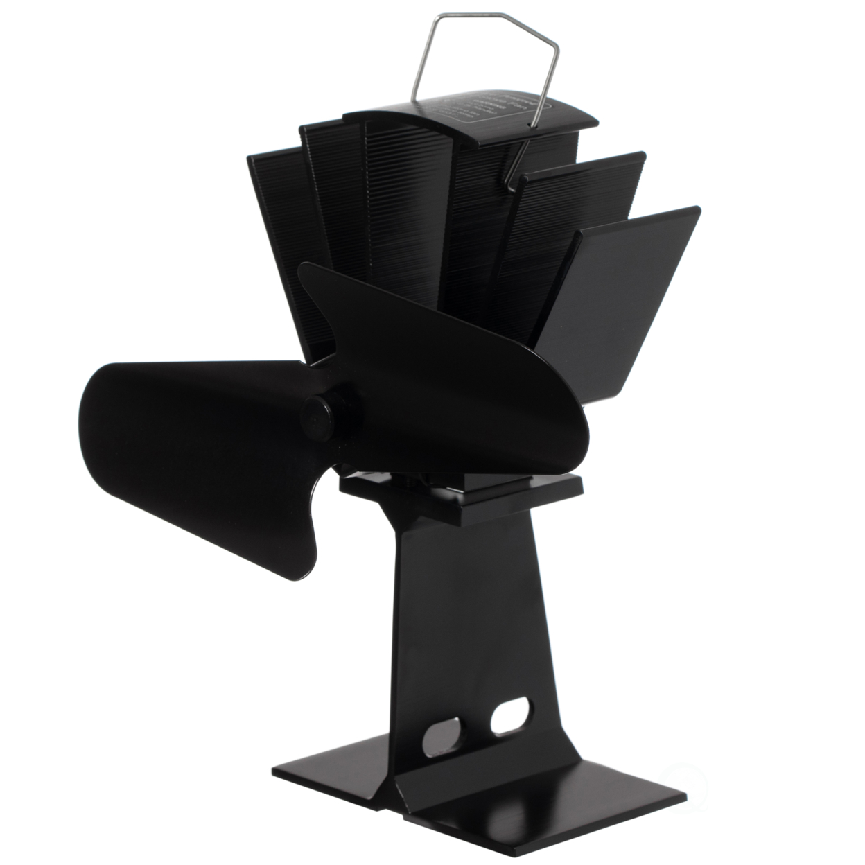 Black Indoor Heat Powered Aluminum 2-Blade Wood Stove Fan For Increasing Burning Fireplace